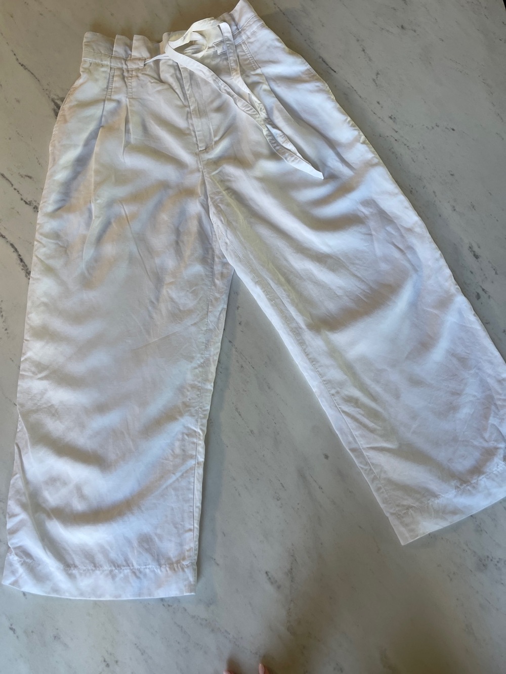 White Wide-Leg Linen Blend Pants